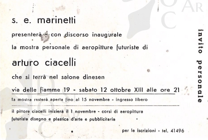 Immagine 1-952511 Invito alla conferenza di Marinetti sulle Aeropitture Futuriste di Ciacelli