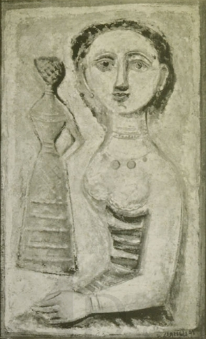 Immagine 1-6721119 Donna seduta e figura sul fondo