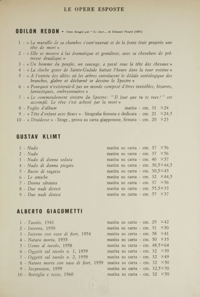 Immagine img_011.jpg O. Redon, G. Klimt, A. Giacometti
